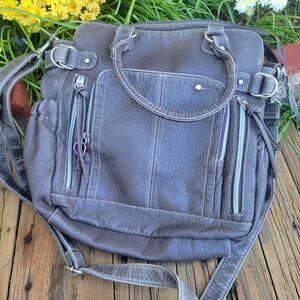 Maurices Crossbody Tote Bag Vintage 2009–2011 | Gray-Brown Faux Leather